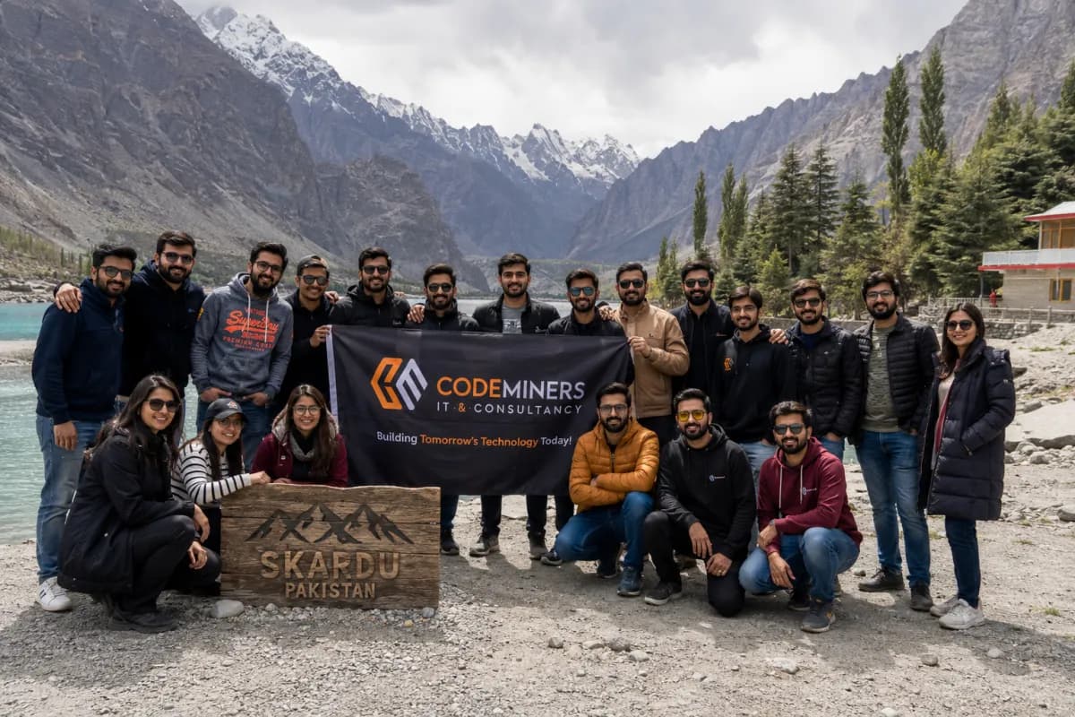 CodeMiners annual team retreat — Skardu, Pakistan, entire engineering team